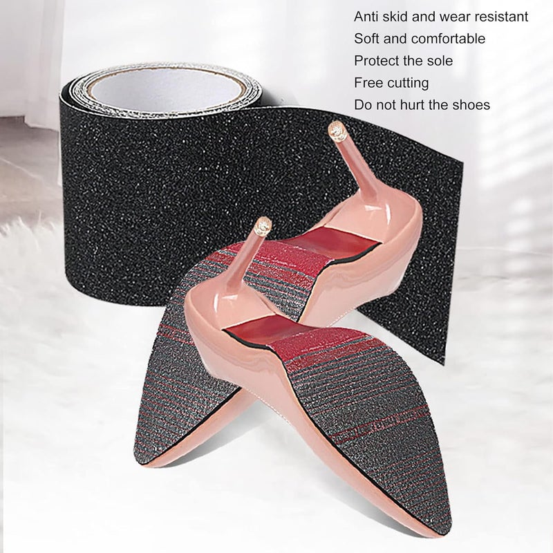 woobles Sole Stickers, Black Non Slip Free Cutting Sole Protector Sticker, Thicken Shoe Sole Cover Protector for High Heels Stilettos Boots - Image 2